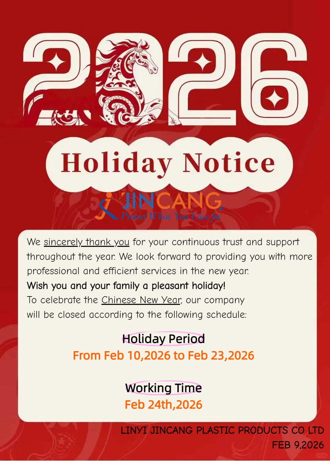 Obvestilo o praznikih